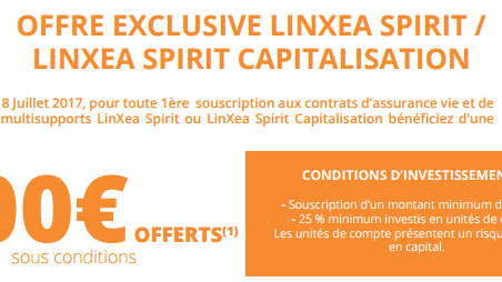 Offre exclusive Linxea Spirit / Spirica : 200€ offerts pour 5.000€ versés, sous conditions