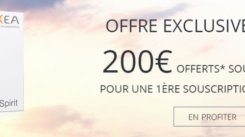 Contrat d'assurance-vie Linxea Spirit, assuré par Spirica : 200€ offerts pour 5.000€ versés, sous conditions