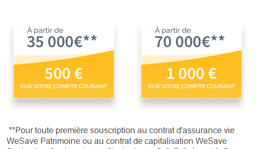 WeSave : Jusqu'à 1000€ de prime exceptionnelle valable pendant 5 jours, sous conditions !