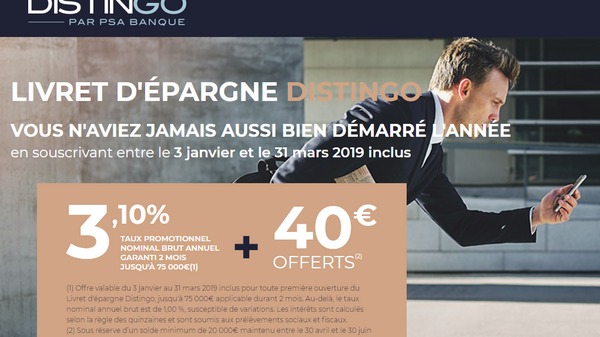 Livret épargne DISTINGO : 3.10% brut + 40€ offerts, une alternative au livret A ?