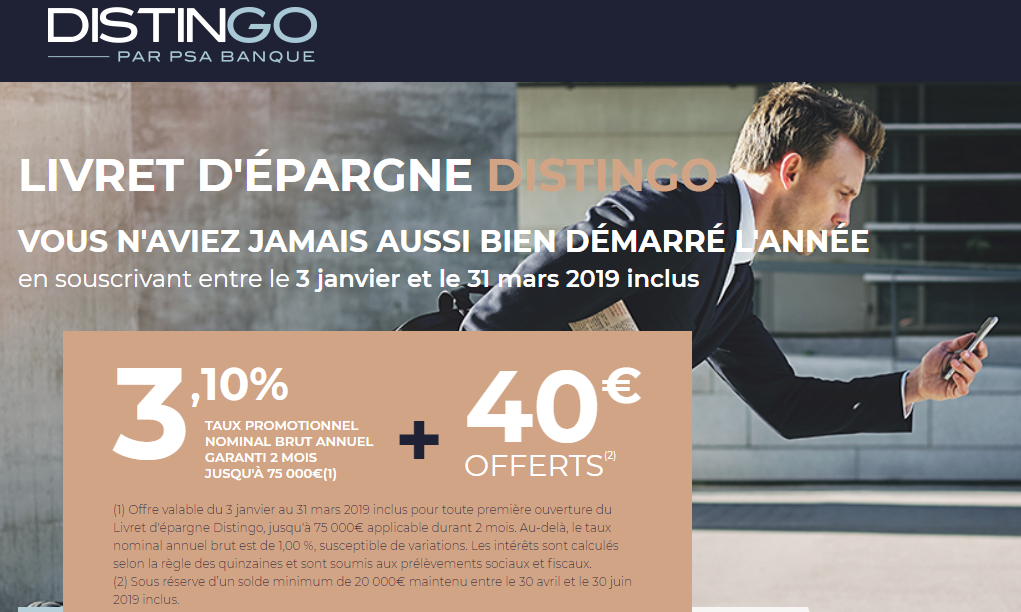Livret épargne DISTINGO : 3.10% brut + 40€ offerts, une alternative au livret A ? Livret épargne DISTINGO : 3.10% brut + 40€ offerts, une alternative au livret A ?