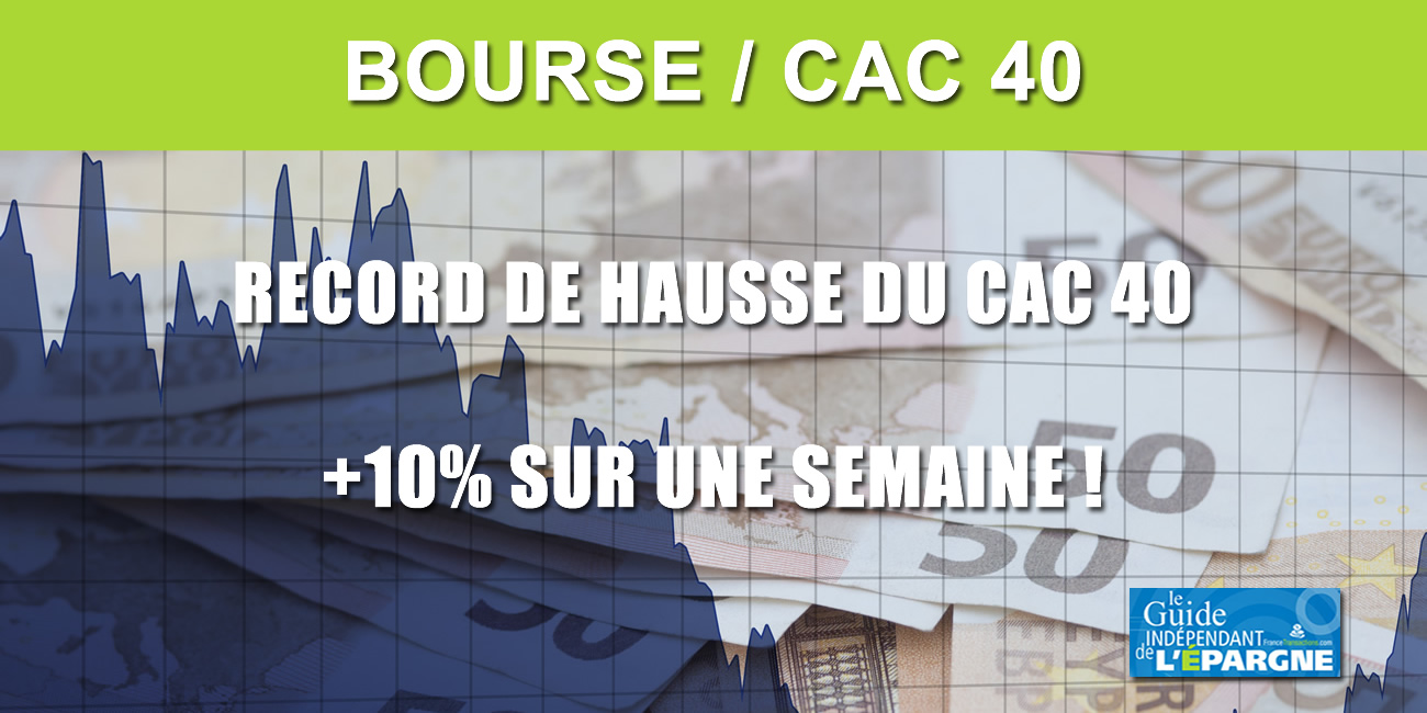 Bourse : +10% en une semaine pour le CAC 40, du jamais vu. Une crise ? Quelle crise ? Bourse : +10% en une semaine pour le CAC 40, du jamais vu. Une crise ? Quelle crise ?