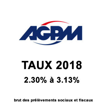 Assurance-VIE AGPM Vie, taux fonds euros 2018 : 2.30% (Éparmil) et 3.13% (option épargne handicap) Assurance-VIE AGPM Vie, taux fonds euros 2018 : 2.30% (Éparmil) et 3.13% (option épargne handicap)