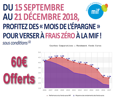 <mark>Offre exceptionnelle assurance-Vie MIF, derniers jours !</mark> Votre contrat à 0% de frais sur versement + 60€ offerts, dossier à demander avant le 21 décembre 2018 minuit ! <mark>Offre exceptionnelle assurance-Vie MIF, derniers jours !</mark> Votre contrat à 0% de frais sur versement + 60€ offerts, dossier à demander avant le 21 décembre 2018 minuit !