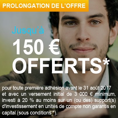Assurance-Vie Bourse Direct Vie : Jusqu'à 150€ offerts, offre prolongée jusqu'au 31 août Assurance-Vie Bourse Direct Vie : Jusqu'à 150€ offerts, offre prolongée jusqu'au 31 août